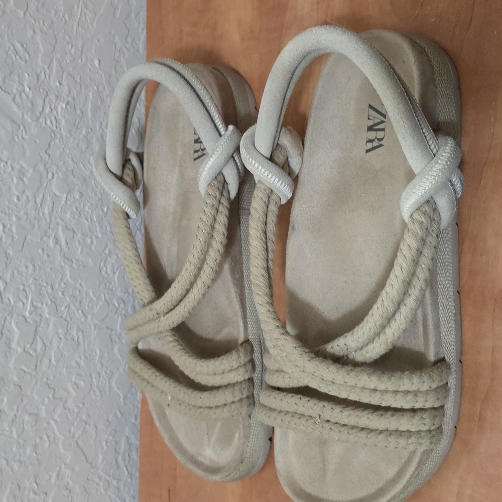 Zara Men's Beige Rope Sandals Size EU 42 US 10 Ish